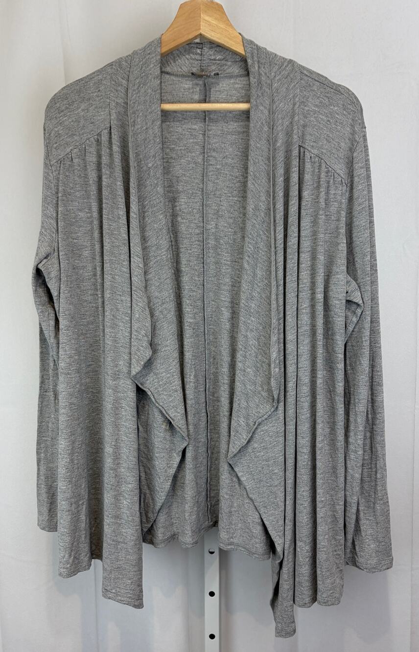 J. JILL Draped Open Front Stretch Jersey Cardigan Topper Gray Size L